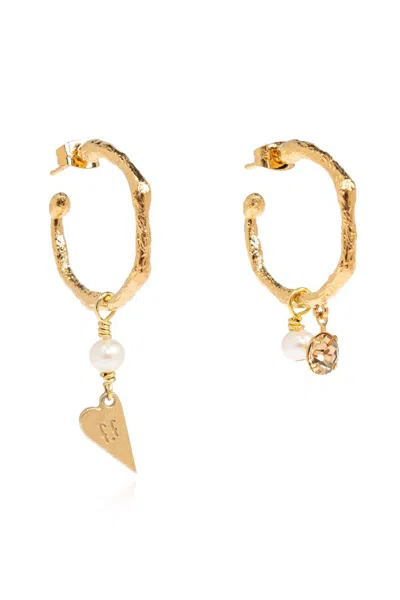 Forte Forte Heart-charm Hoop Earrings In Gold