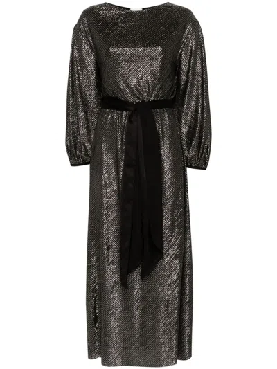 Forte Forte Houndstooth-pattern Maxi Dress In Black