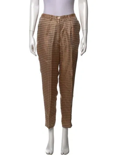 Pre-owned Forte Forte Houndstooth Print Straight Leg Pants In Metallic/neutrals