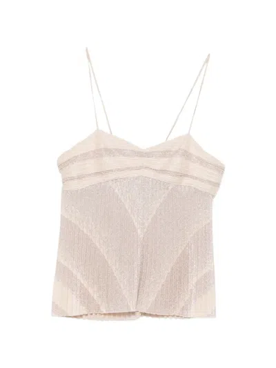 Forte Forte Il Plissé Pleated Metallic-effect Top In Neutral