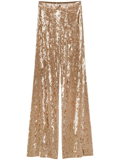 FORTE FORTE IRIDESCENT STRETCH VELVET HIGH-WAISTED TROUSERS