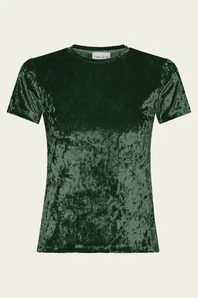 Forte Forte Iridescent Stretch Velvet T-shirt In Olive In Green