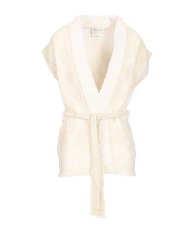 Forte Forte 'iris Velvet' Jacquard Vest In Neutral