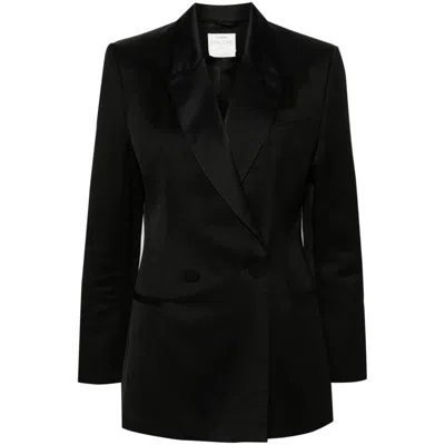 Forte Forte Forte_forte Blazer In Viscose And Wool With Shiny Lapels In Black