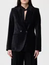 Forte Forte Tailored Jacket With Double-button Front And Textured Fabric In Black