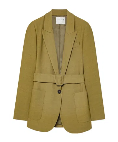 Forte Forte Jacket In Fluid Slub Canvas With A Belted Waist In Green