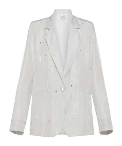 Forte Forte Jacket In Habotai Silk With Beadwork In Gray