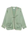 Forte Forte Green Jacket With Toggle Closure On The Front And Contrasting Trim In Viscose Blend Woman In Green