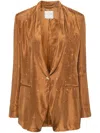 Forte Forte Crystal-embellished Silk Blazer In Brown