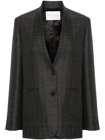 Forte Forte Wool Herringbone Sartorial Blazer In Grey