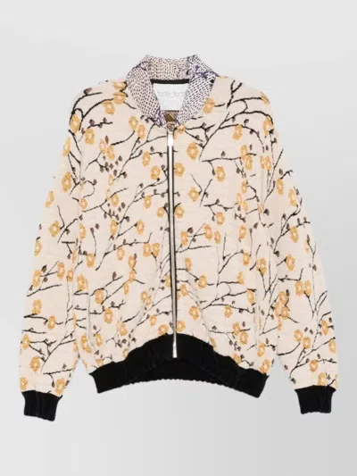 Forte Forte Jacquard Bomber Jacket High Neck Floral In Neutral