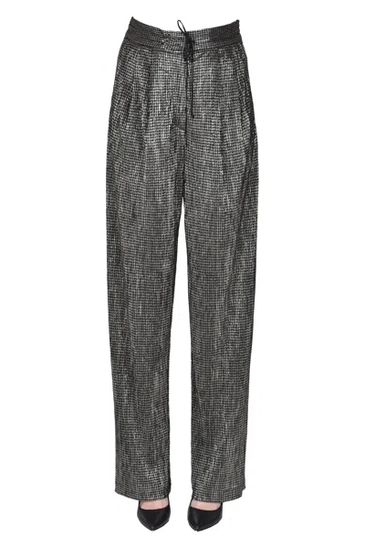 Forte Forte Jacquard Fabric Trousers With Lurex In Gray