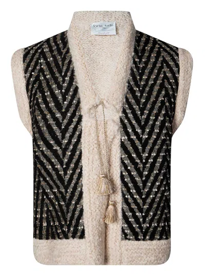 Forte Forte Jacquard Mix Knit Gilet Vest In Neutral
