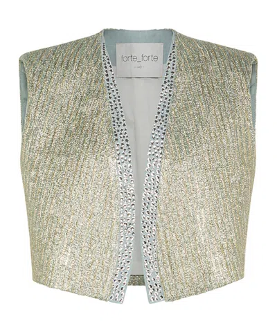 Forte Forte Jacquard Vest With Diamante Detailing In Twinkle In Silver