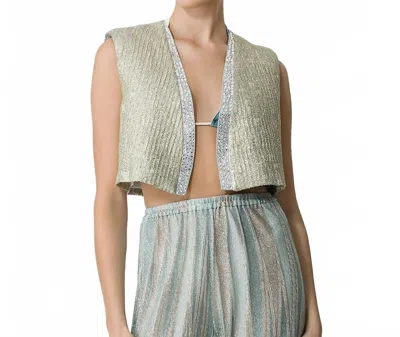 FORTE FORTE JACQUARD VEST WITH DIAMANTE DETAILING IN TWINKLE