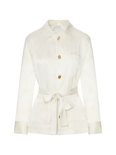 Forte Forte The Lotus Fluid Jacquard Pajama Jacket In Neutral