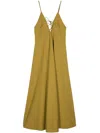 Forte Forte Cotton Poplin Maxi Dress In Kaki