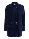 Forte Forte Blue Single-breasted Jacket With Revers In Courduroy Woman In Blue