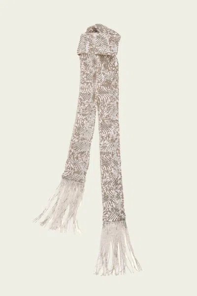 FORTE FORTE LA DANZA DEL MARE SEQUINS FRINGED SCARF IN SILVER