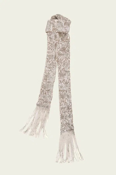 Forte Forte La Danza Del Mare Sequins Fringed Scarf In Silver In Pink