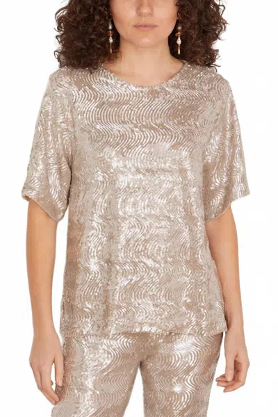 FORTE FORTE LA DANZA DEL MARE SEQUINS T-SHIRT IN SILVER