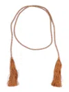 Forte Forte Lace Belt With Crystals And Tassels Insert In Brown