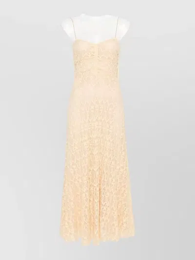 Forte Forte Lace Midi Dress Sweetheart Neckline In Orange