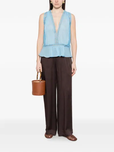 Forte Forte Lace-panel Top In Blue