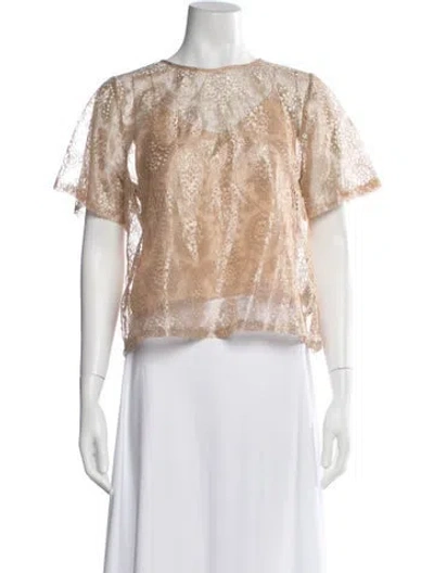 Pre-owned Forte Forte Lace Pattern Crew Neck Top In Neutrals