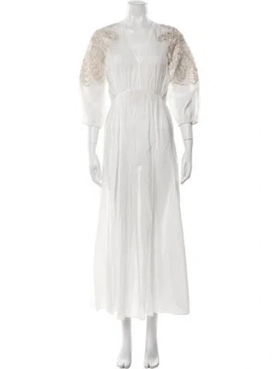 Pre-owned Forte Forte Lace Pattern Long Dress In White