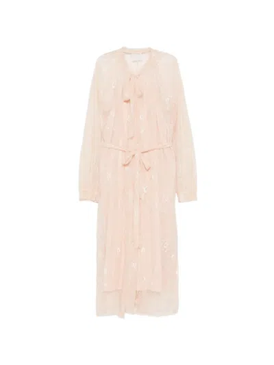 Forte Forte Lace Pussy-bow Midi Dress In Neutral