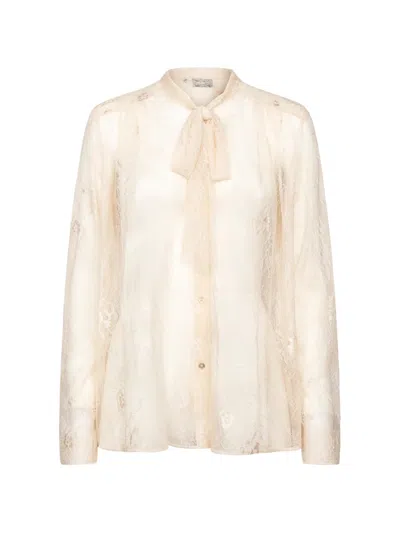 Forte Forte Lace Pussy-bow Shirt In Neutral