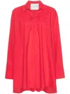 Forte Forte Lace-up Shirt Minidress In Red