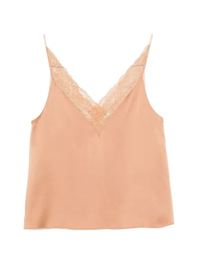 Forte Forte Lace Detail V-necked Top In Brown