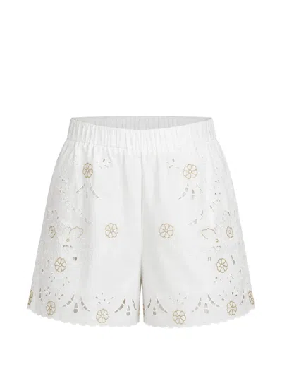 Forte Forte Lace-trim Embroidered Shorts In White