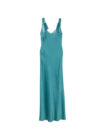 Forte Forte Lace-trim Maxi Dress In Blue