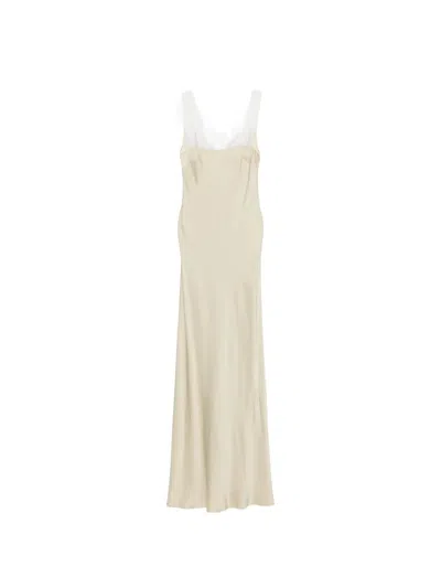 Forte Forte Lace-trim Satin Maxi Dress In Neutral