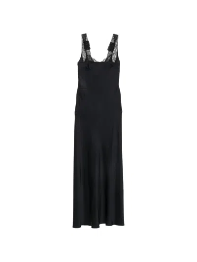 Forte Forte Lace-trim Satin-finish Maxi Dress In Blue