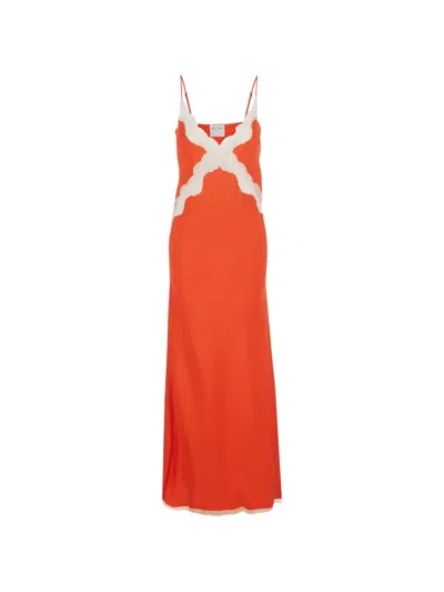 Forte Forte Lace-trim Sleeveless Maxi Dress In Orange