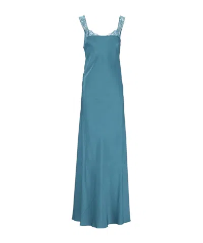 Forte Forte Lace-trimmed Satin Dress In Blue