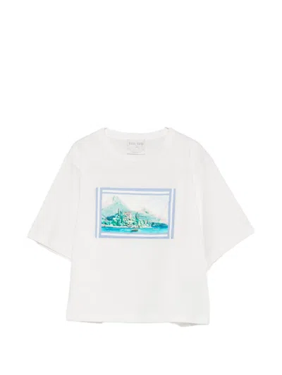 Forte Forte Lake Como Print Cotton T-shirt In Blue