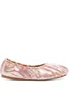 Forte Forte Laminated Snake-print Ballet Flats In Pink