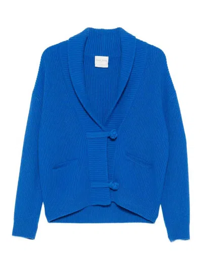 Forte Forte Long-sleeve Ribbed-knit Cardigan In Blue