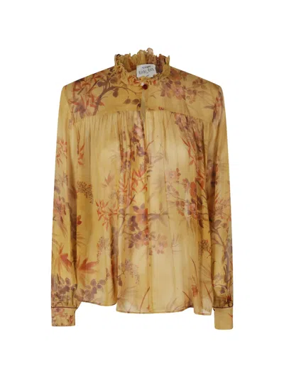 Forte Forte Le Bambou Secret Floral-print Blouse In Gold