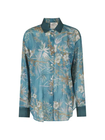 Forte Forte Le Bambou Secret Floral-print Shirt In Blue