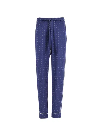 Forte Forte Le Club Print Satin-finish Trousers In Blue