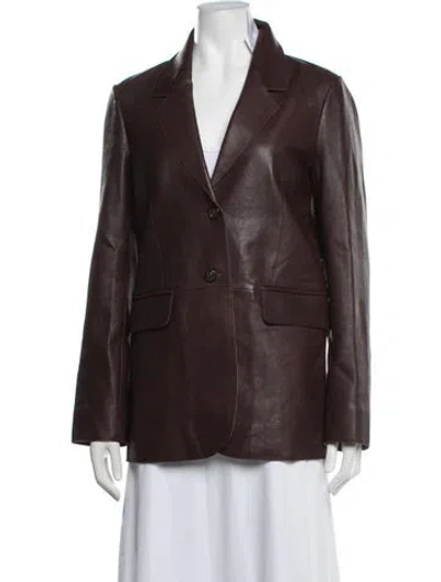 Pre-owned Forte Forte Leather Blazer In Burgundy