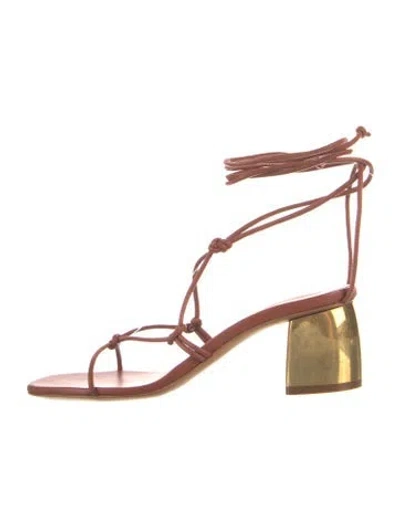 Pre-owned Forte Forte Leather Colorblock Pattern Gladiator Sandals In Multi