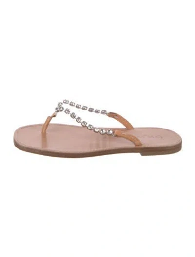 Pre-owned Forte Forte Leather Crystal Embellishments Sandals In Neutral