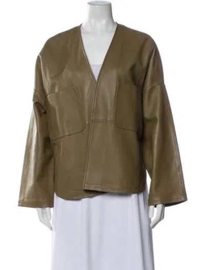 Pre-owned Forte Forte Leather Evening Jacket In Green